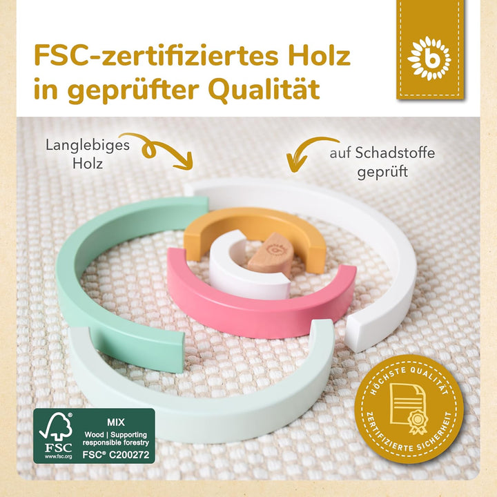 Bieco Regenbogen Holz Beeren Stapelturm Baby Steckspiel Montessori Dekostäbe ab 1 Jahr Berry, Berry