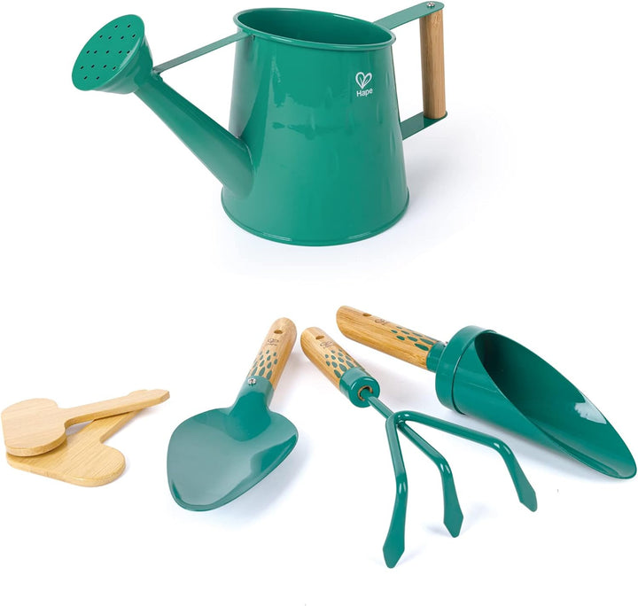 Hape Nature Fun Gartenwerkzeug-Set mit Giesskanne, Kelle, Harke und Schaufel, ab 4 Jahre
