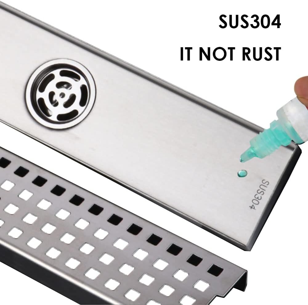 WOLFBIRD 70CM Duschrinne Edelstahl Ablaufrinne Bodenablauf,Selbstreinigender Siphon mit Geruchsstop,