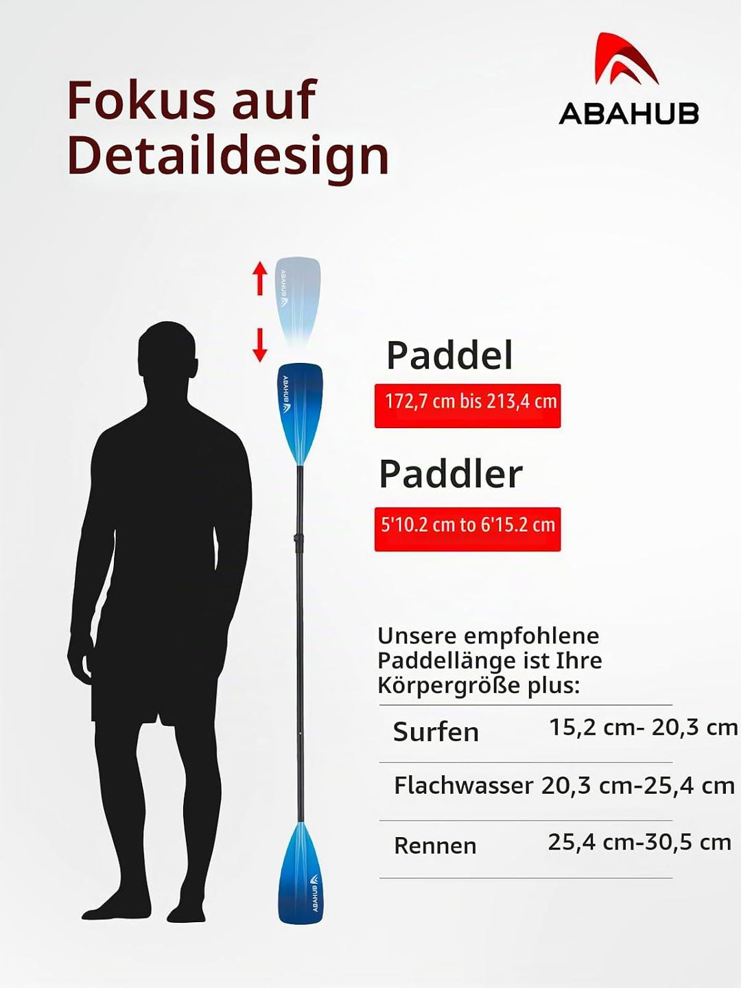 Abahub 2 in 1 Sup Kajak Paddel Aluminium Einstellbares Stand Up Paddle für Paddleboard, Aluminiumleg