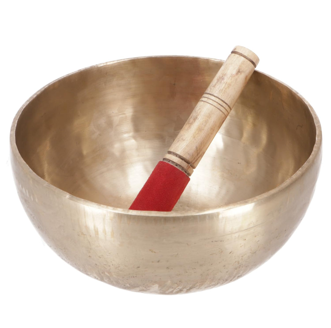 GURU SHOP Handgearbeitete Klangschale mit Langanhaltendem Ton, Tibet Klangschale - 26 cm, Gold, Klan