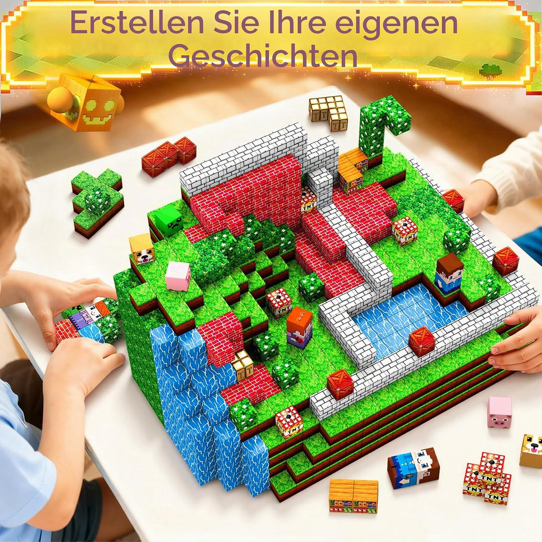 Magnetische Bausteine 150 Teile - Magnetspielzeug für Kinder ab 3-10 Jahre, Magnetblöcke mit Aufbewa