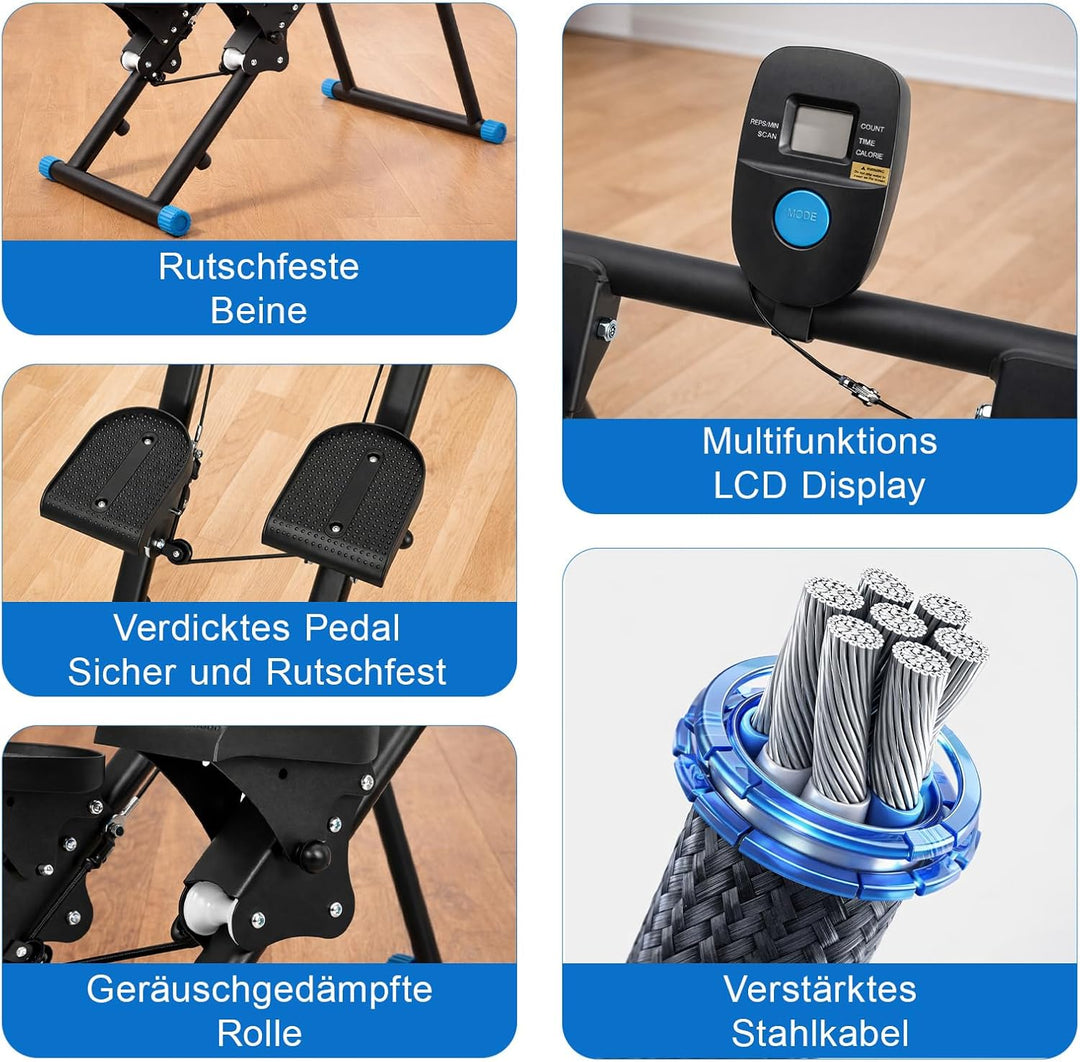 Klappbarer Fitness Stepper für Zuhause, Vertical Climber &amp; Stair Stepper Trainingsgerät, leiser Card