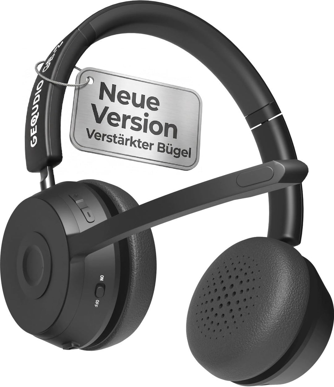 GEQUDIO GB-2 Headset mit Mikrofon Bluetooth | Kopfhörer Kabellos | Passives Noise Cancelling | 2 Ger