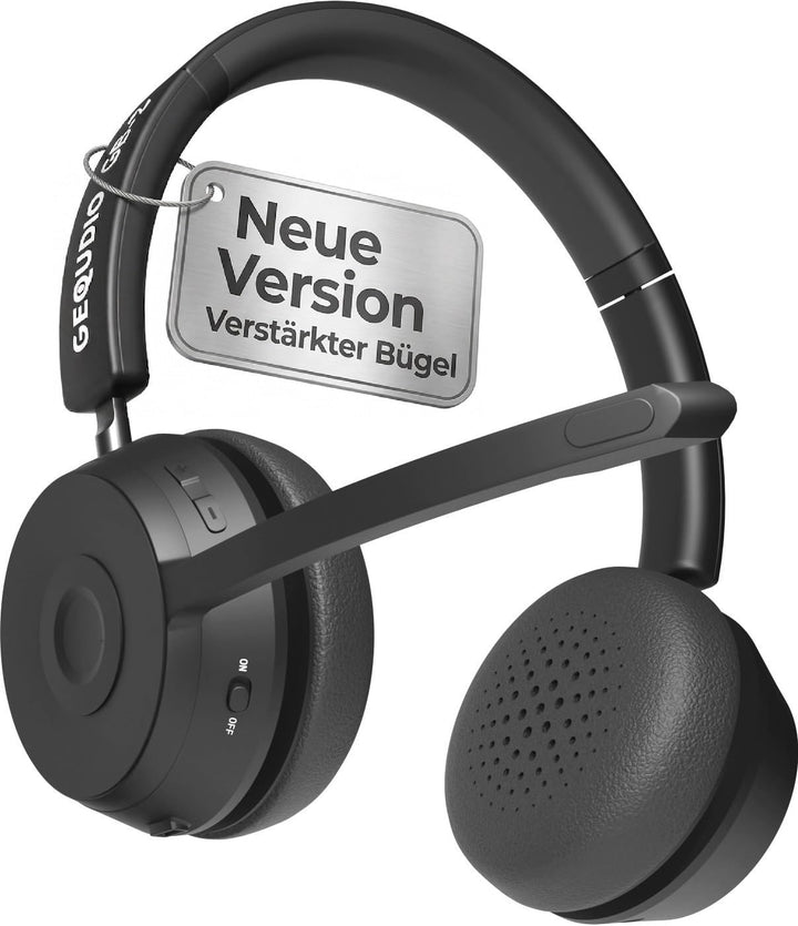 GEQUDIO GB-2 Headset mit Mikrofon Bluetooth | Kopfhörer Kabellos | Passives Noise Cancelling | 2 Ger