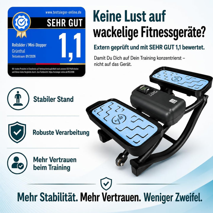 Mini Stepper Alternative - Rollslider - Fitnessgerät für zuhause - leise &amp; gelenkschonend kompakt mi