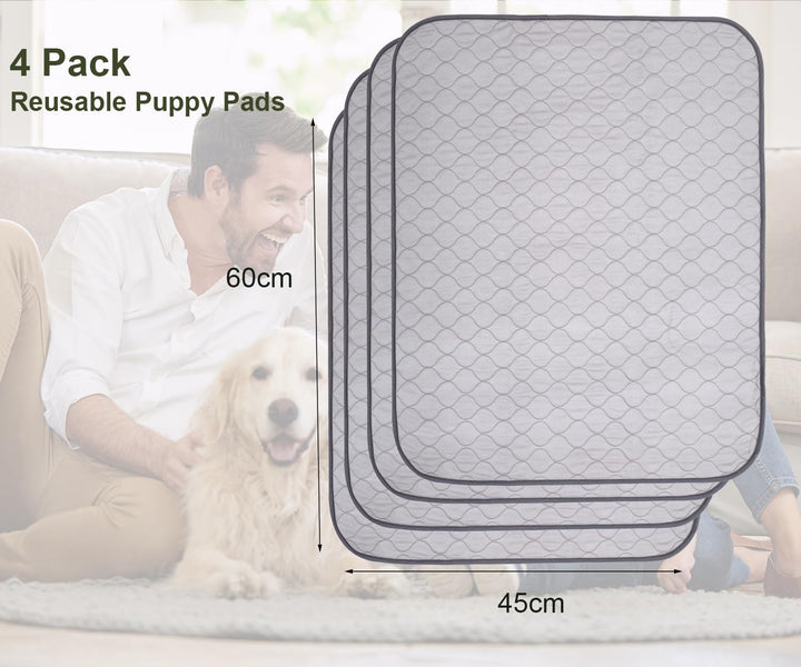 Geyecete Welpen Unterlagen Waschbar,4 stück 60X45CM Wiederverwendbare PIPI Matten für Hunde, Schnell
