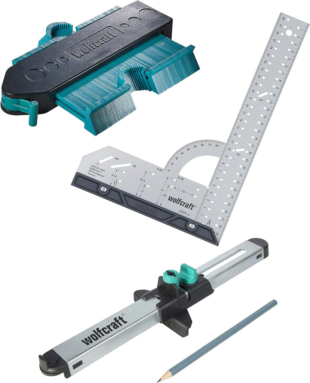 wolfcraft I Geling Set Laminat- und Designboden einpassen I 6976000 I Komplettset aus Universalwinke