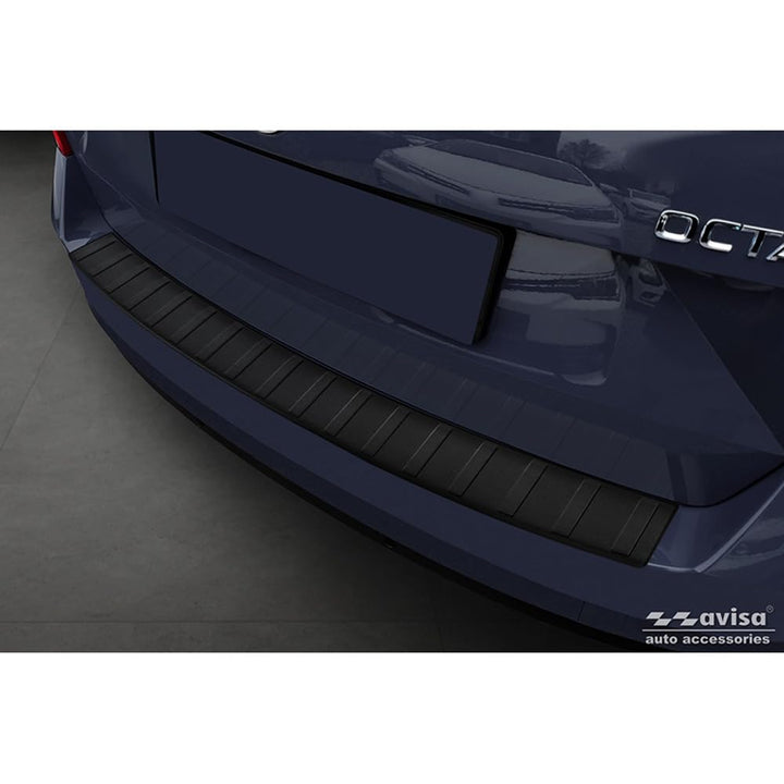 Avisa Matt-Schwarz Edelstahl Heckstossstangenschutz kompatibel mit Skoda Octavia III Combi (5E5) Fac