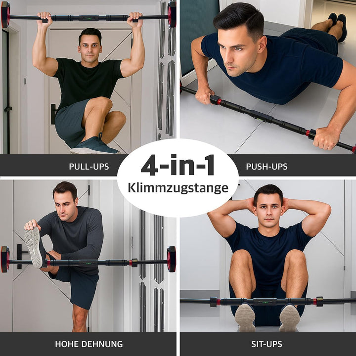 PEARL Sports Fitnessgeräte: Klimmzugstange für Türrahmen, Lock-Funktion, verstellbar, bis 300 kg (Kl