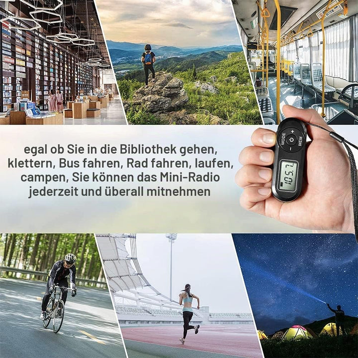 Mini Radio Tragbare FM mit digitaler LCD-Digitalanzeige, Kopfhörer, Pocket-Walkman-Radio mit Voreins