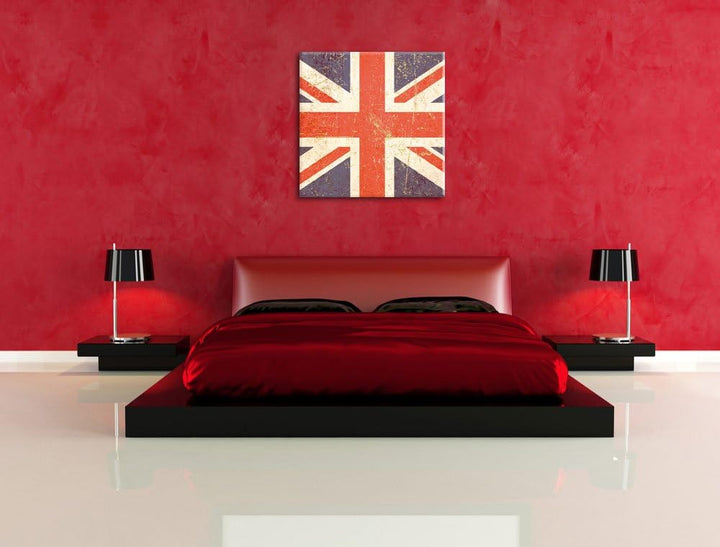 Pixxprint Union Jack, Format: 70x70 auf Leinwand, XXL riesige Bilder fertig gerahmt mit Keilrahmen,