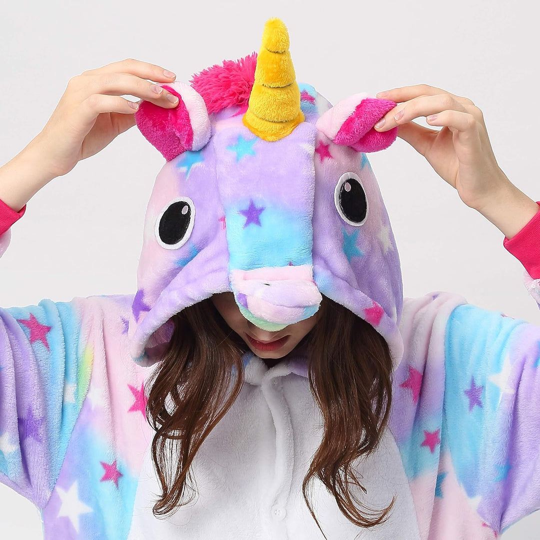 Katara 1744 (30+ Designs) Einhorn-Kostüm Lila-weiss, Unisex Onesie/ Pyjama-Qualität für Erwachsene &