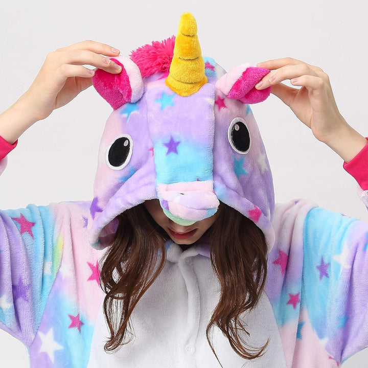 Katara 1744 (30+ Designs) Einhorn-Kostüm Lila-weiss, Unisex Onesie/ Pyjama-Qualität für Erwachsene &