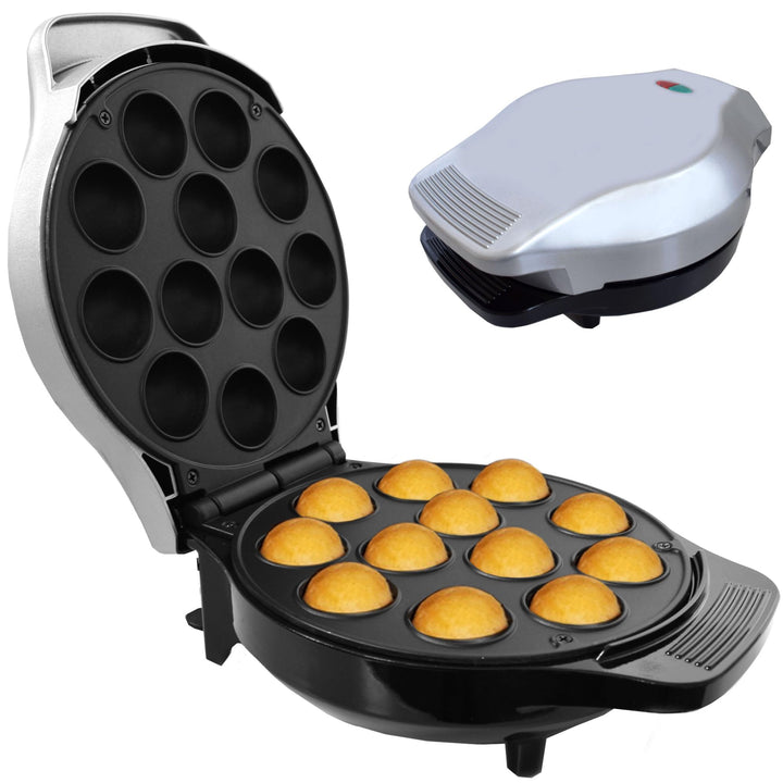 Syntrox Cake Pop Maker | Maschine | Popcakes Maker für 12 Cake Pops, 1200 Watt, Silber, Antihaftbesc
