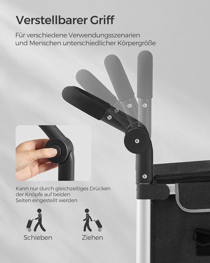 SONGMICS Einkaufstrolley, klappbar, Stabiler Einkaufswagen, mit Kühlfach, grosse Kapazität 35 L, mul