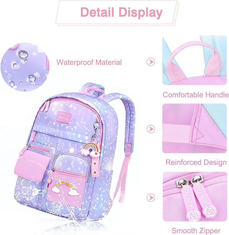 FANDARE Kinderrucksack Schulranzen Schultaschen Mädchen Schulrucksack Kinder Schultasche für 4-9 Kla