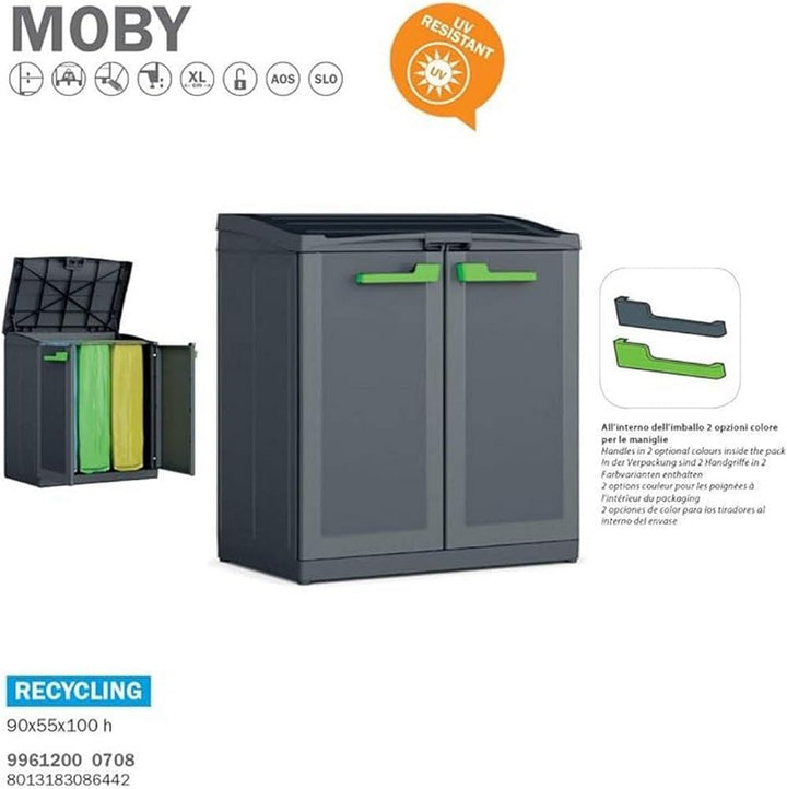 Kis Kunststoffschrank "Moby recycling", 1 Stück, anthrazit grau, 9961200 0708 02