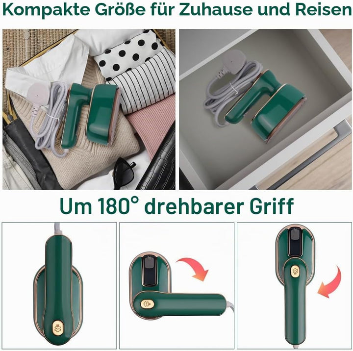 AUAUY Dampfbügeleisen Mini, 1000 W Faltbares Tragbares Reisebügeleisen, Handbügelmaschine mit 100 ml