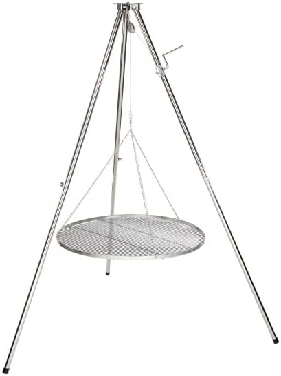 Edelstahl Dreibein mit Tasche Schwenker Grillgestell 60 cm Edelstahlrost 6 mm Stäbe