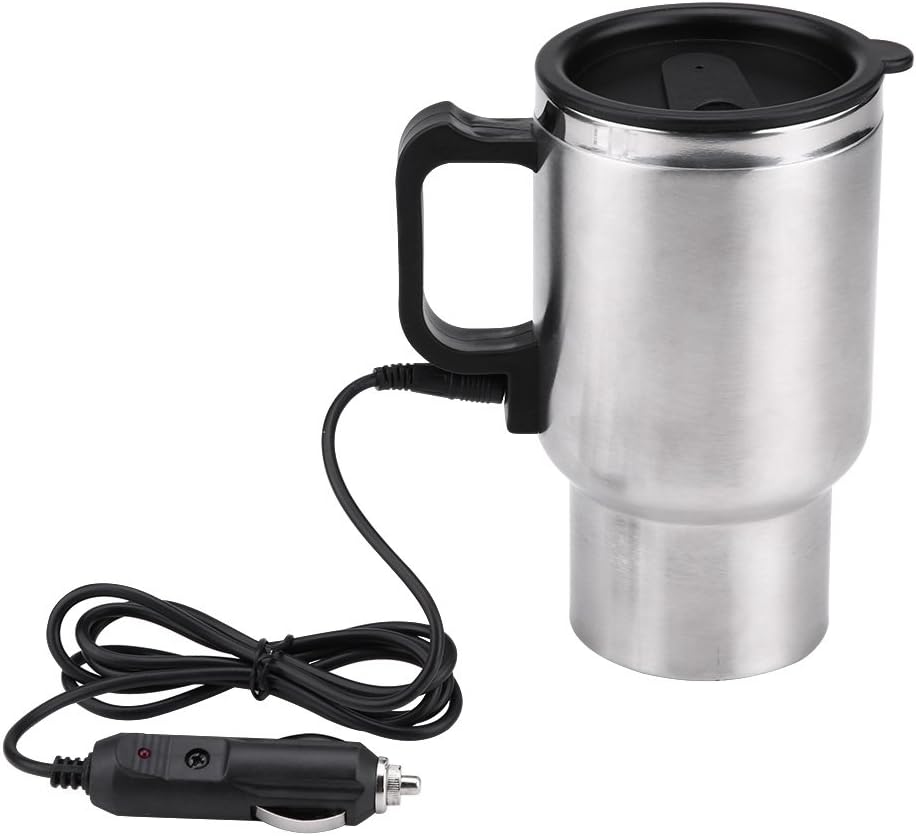 Auto Wasserkocher 12V, 450 ml Autowasserkocher aus Edelstahl, Tragbar Elektrischer Reise, Reisewasse