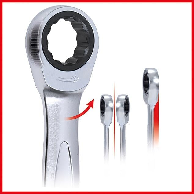 KS Tools 503.4255 GEARplus® Ratschenringmaulschlüssel-Satz, abgewinkelt, 5-tlg. 8-19mm