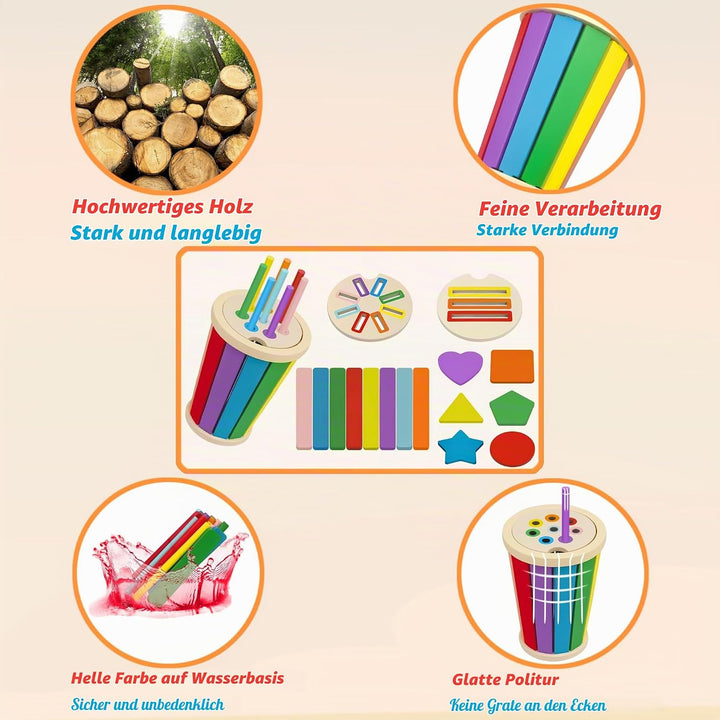 Montessori Spielzeug ab 1 Jahr, 3-in-1 Montessori Spielzeug ab 1 2 3, Holz Farbe Form Sortierspielze