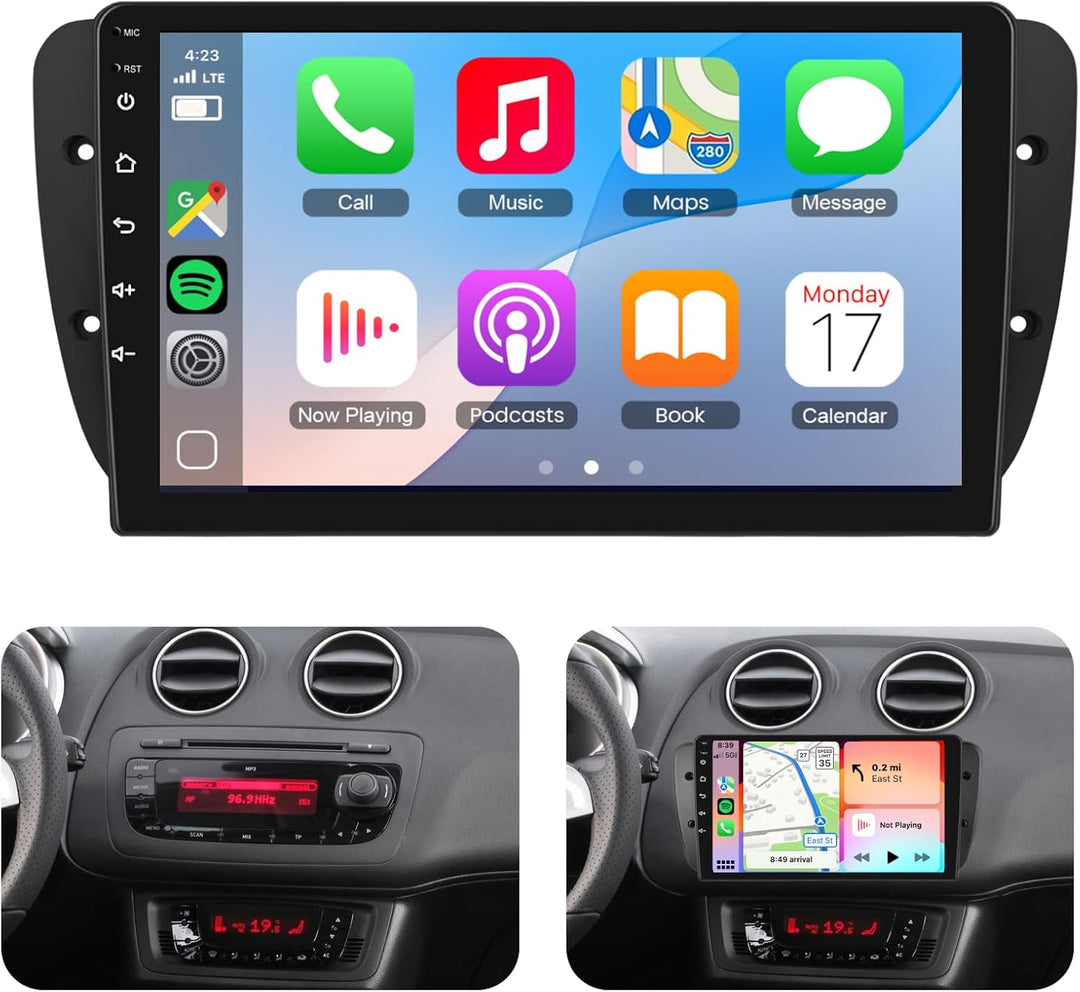 Podofo Carplay Autoradio für Seat Ibiza 2009-2013, Android 2G+32G HiFi, 9" Touchscreen Android Auto