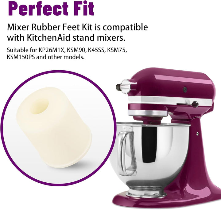 Mixer-Gummifüsse, kompatibel mit KitchenAid-Standmixerfüssen, (4 Stück) Mixerfüsse Pads, Mixer-Gummi