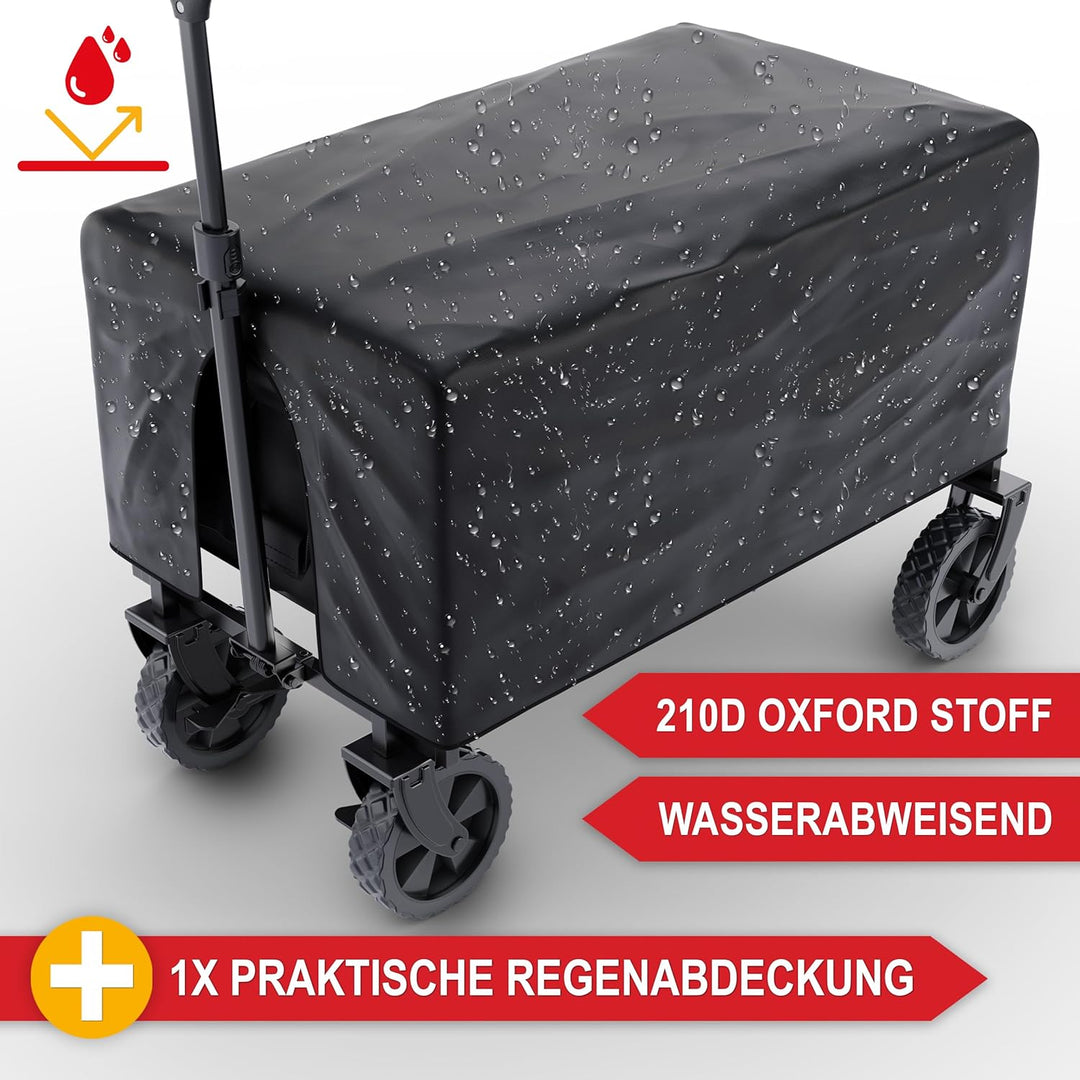 ONBEST Bollerwagen faltbar - Plus Regenschutz - Faltbollerwagen - Bollerwagen Für viele Anwendungen