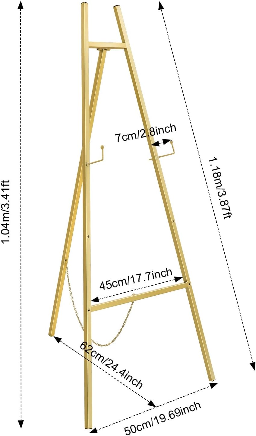 2 Stück Gold Eisen Staffelei Ständer Anzeigewinkel Anzeigen Halter Einstellbare,50×118cm Stativ Klap