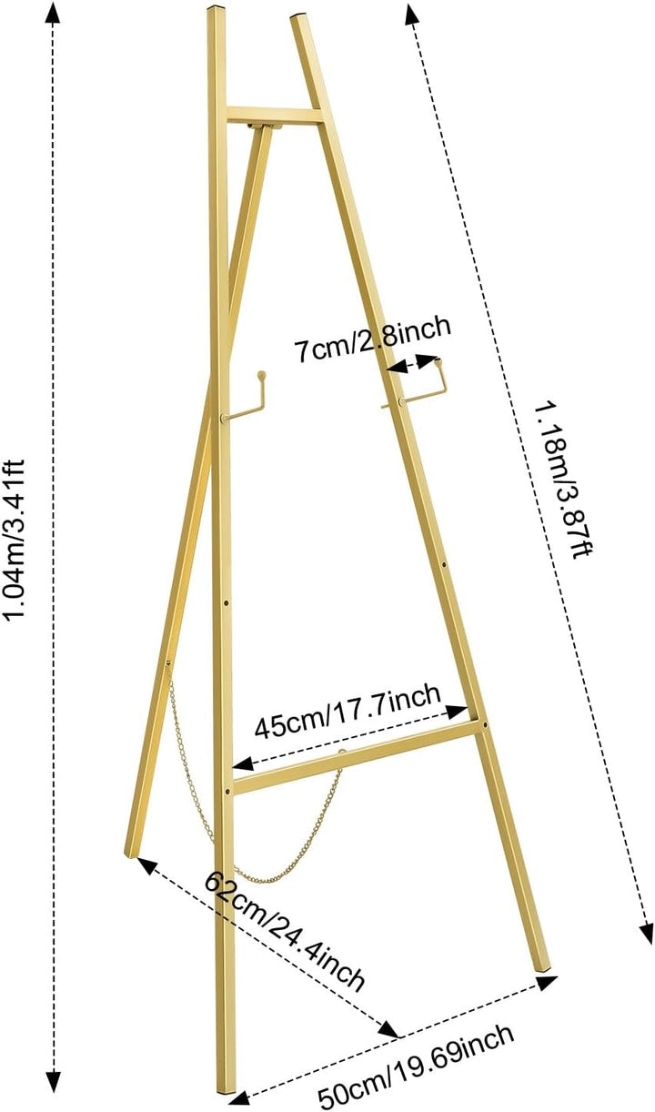 2 Stück Gold Eisen Staffelei Ständer Anzeigewinkel Anzeigen Halter Einstellbare,50×118cm Stativ Klap