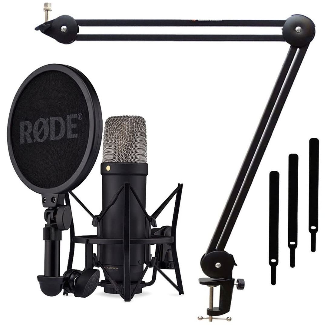 Rode NT1 5th Generation XLR USB Studio-Kondensatormikrofon Black + keepdrum MS138 BK Mikrofonarm Tis