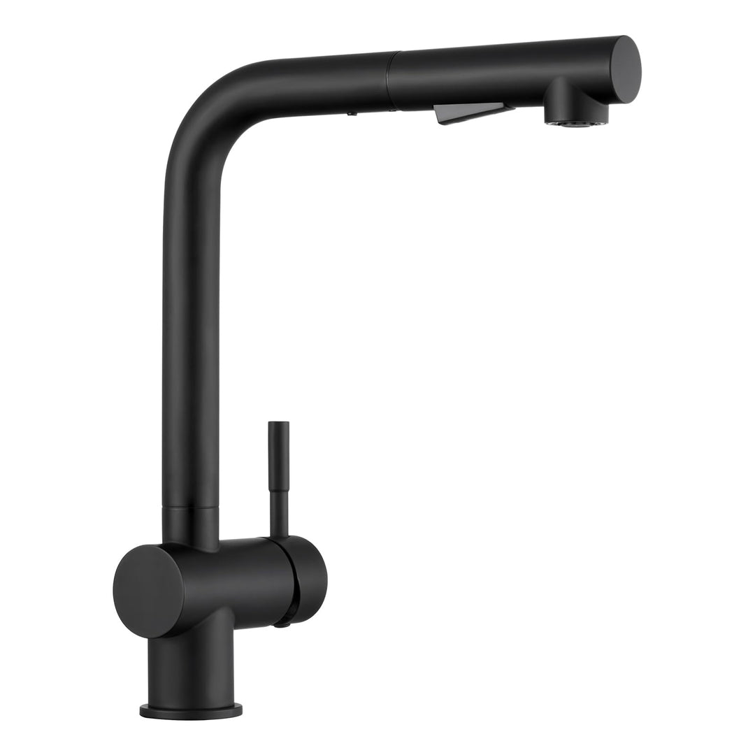 CECIPA Hochdruck Wasserhahn Küche Schwarz, Armatur Küche Ausziehbar, Küchenarmatur mit Brause Zwei W