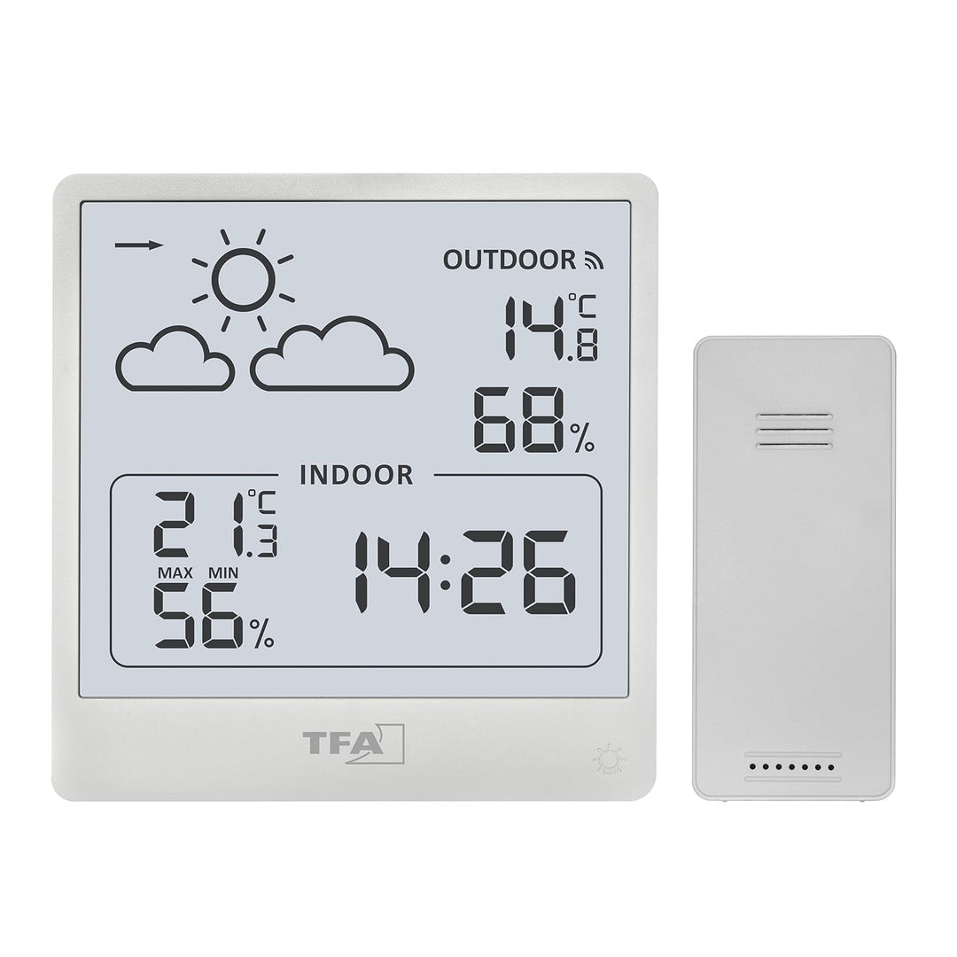 TFA Dostmann Cleo Funk Wetterstation innen/aussen, 35.1176.02, mit Aussensensor, Temperatur und Luft