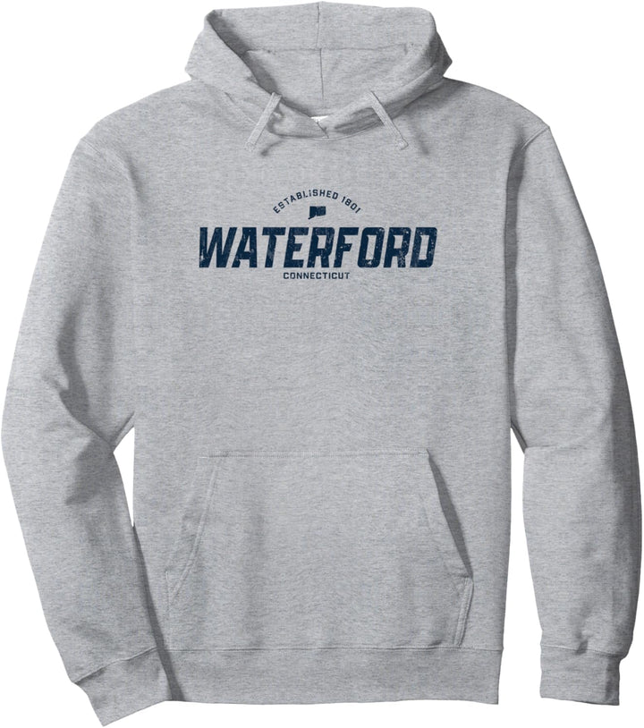 Waterford Connecticut CT Vintage Athletic Navy Sport-Logo Pullover Hoodie