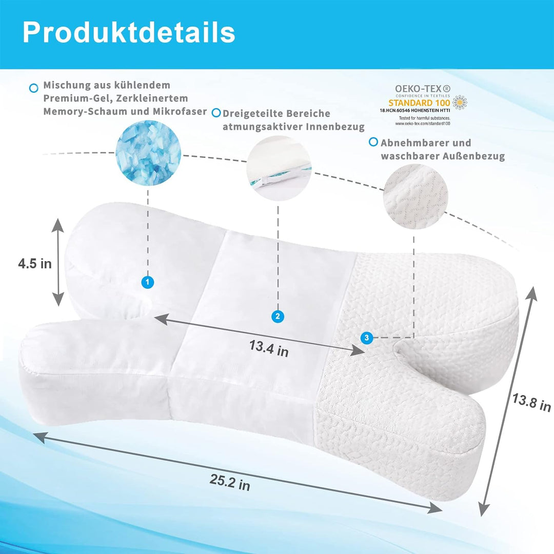 Clieey Seitenschläfer Rückenschläfer Bauchschläfer Kissen Anti-Falten-Aging-Kissen Gel-Schaumstoff m