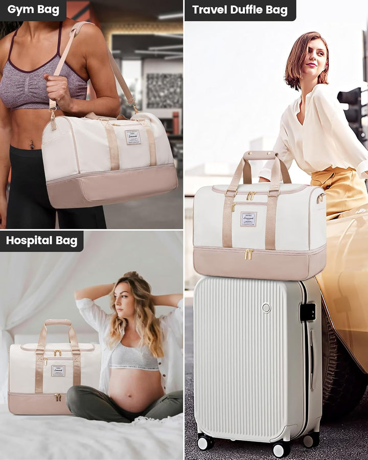 LOVEVOOK Reisetasche Damen, 37L Weekender Travel Bag Kliniktasche Geburt mit Kulturtasche, Schuhfach
