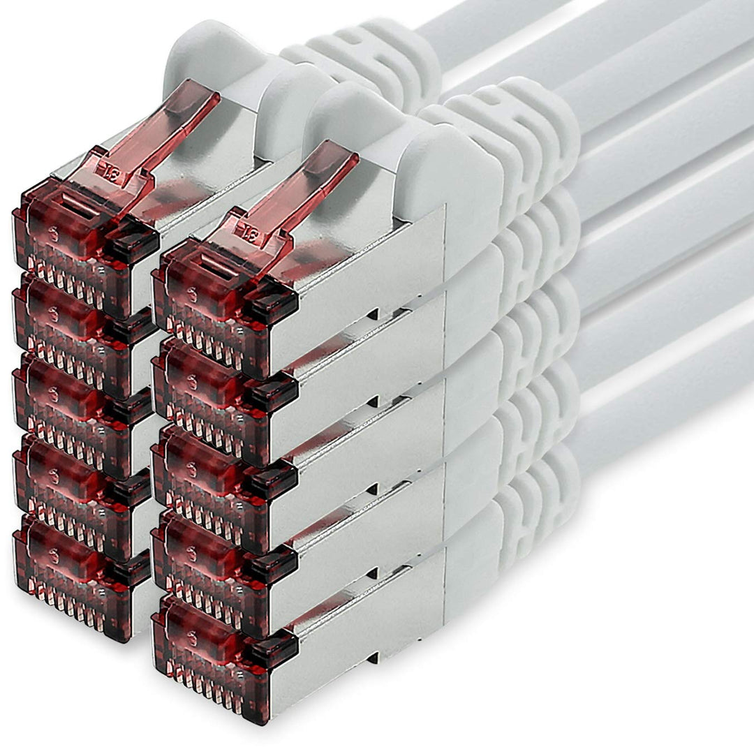 Netzwerkkabel Cat.6 7,5m weiss - 10 x Ethernetkabel Lankabel Cat6 Lan Netzwerk Kabel Sftp Pimf Patch