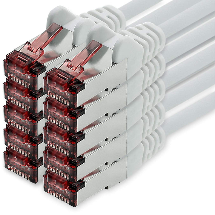 Netzwerkkabel Cat.6 7,5m weiss - 10 x Ethernetkabel Lankabel Cat6 Lan Netzwerk Kabel Sftp Pimf Patch