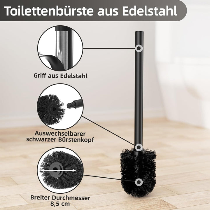 Edelstahl Klopapierhalter Stehend mit Klobürste - Toilettenpapierhalter mit WC Bürste, WC Garnitur m
