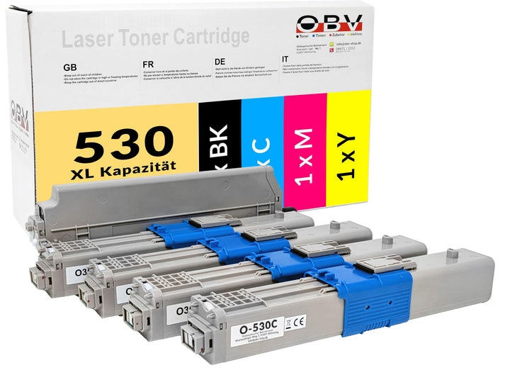 OBV 4X kompatibler XL Toner für Oki C510 C510DN C530 C530DN MC561 MC561DN C511dn C531dn MC562dn schw