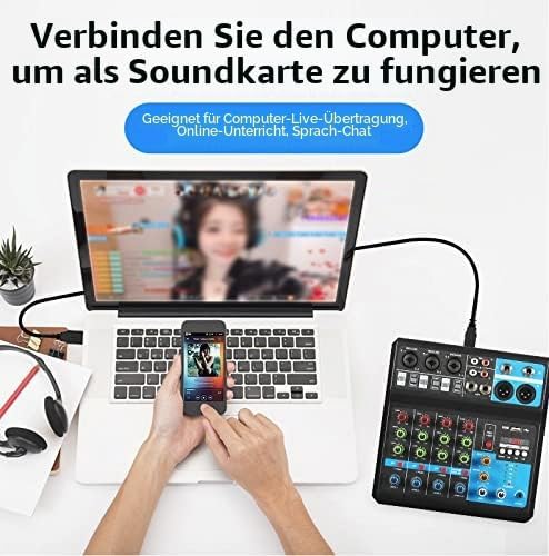 DJ Mischer 5-Kanal Professional 48V USB Mini Audio Mixer Audio Mischpult DJ Konsole Soundboard für S