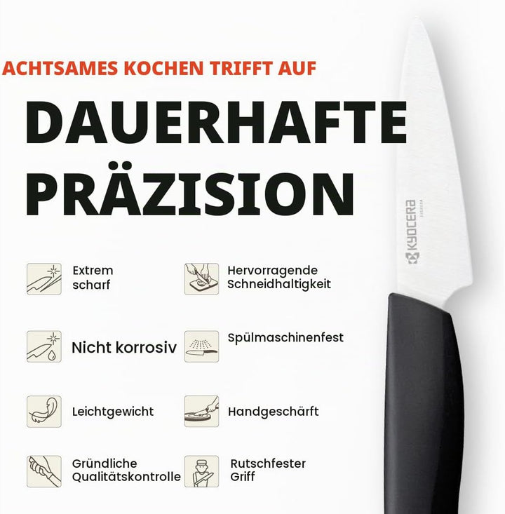 Kyocera GEN Keramik Schälmesser | Klinge 7,5 cm | ergonomisch geformter Griff | extrem scharfes Küch