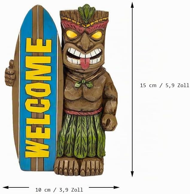 Cabilock Garten Hawaii Tiki Figur Welcome Gartendeko Willkommen Schild Tierfiguren Garten Dekofigur