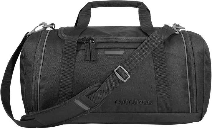 coocazoo Sporttasche „Black Coal“, schwarz, Hauptfach, Nasswäschefach, Seitentasche, Reflektoren, 20
