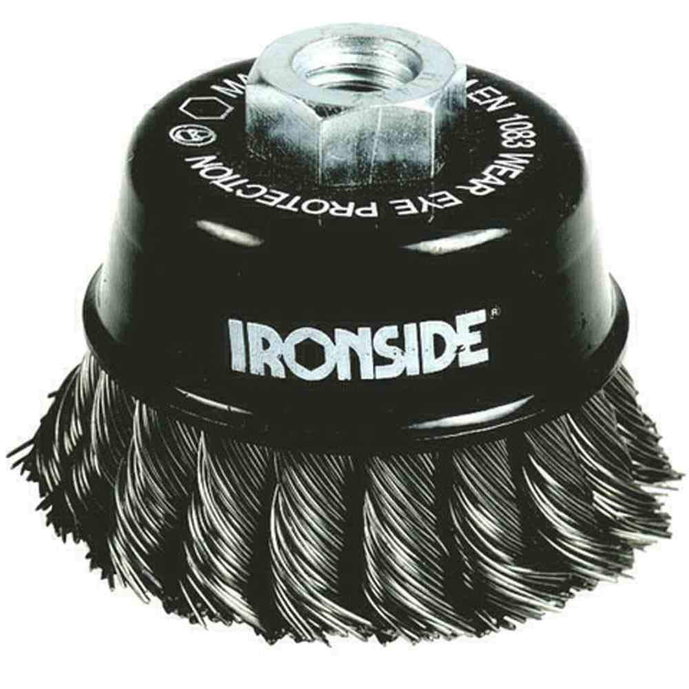 Ironside 243006 Topfbürste 80mm M14 0,5mm gezopft, für Winkelschleifer