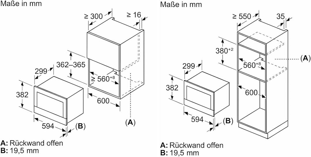 Bosch BER7321B1, Serie 8 Einbau-Mikrowelle, Schwarz, 38 x 60 cm, 900W, Türanschlag Rechts, AutoPilot