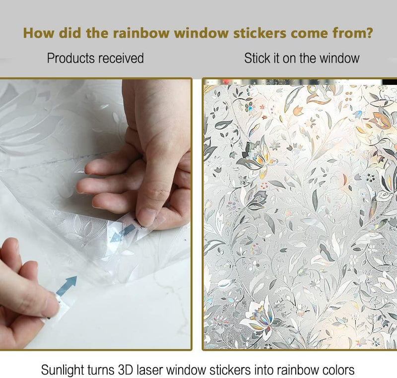 Sichtschutz Fensterfolie Selbstklebend Sichtschutzfolie Blickdicht Kein Kleber Anti UV Dekorative Fl