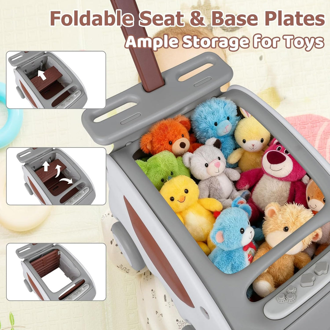 LIFEZEAL Lauflernhilfe 2-in-1 für Babys, Gehhilfe und Schiesshilfe mit klappbarem Sitz, Stauraum und